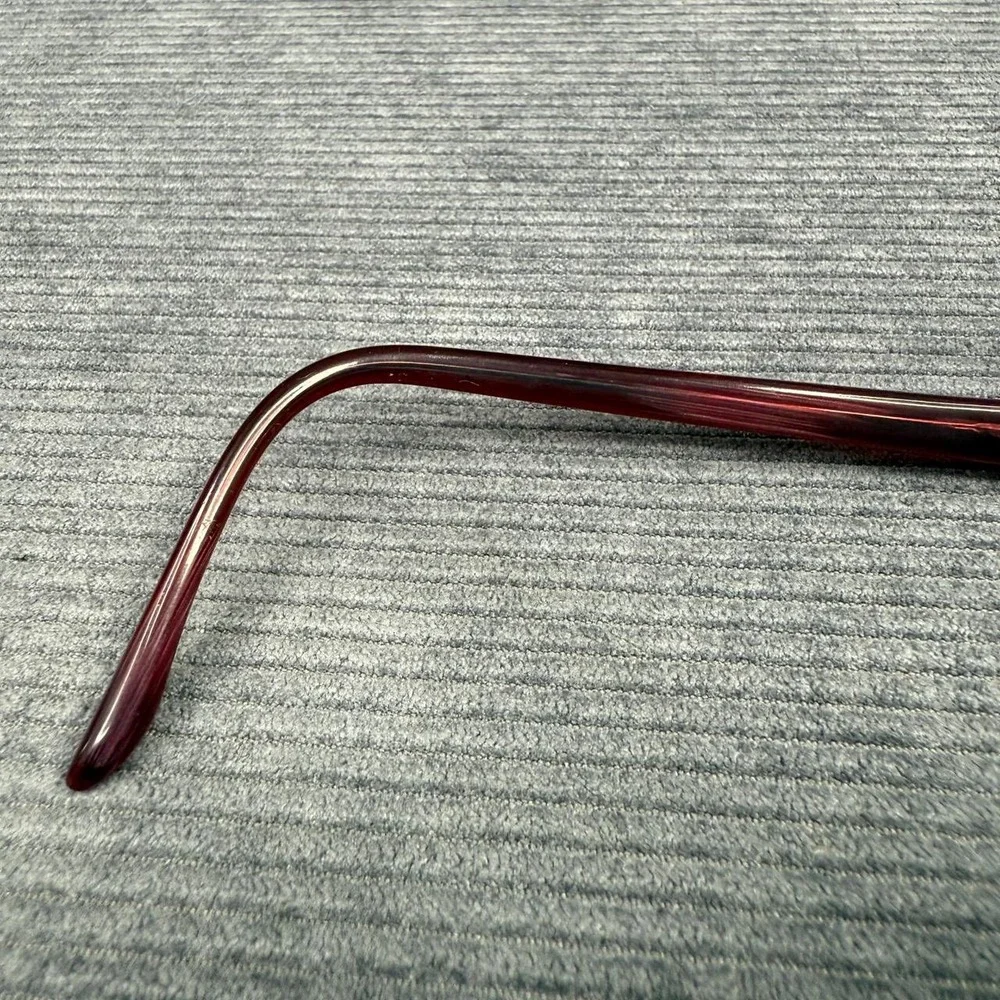 Revlon Burgundy Rectangular Eyeglass Frames Crystal Logo Accents Wine Red Metal